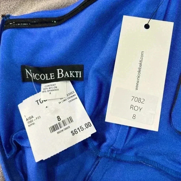 NWT NICOLE BAKTI STRAPLESS EVENING DRESS 7082 Size 8 Royal Blue - Picture 11 of 14